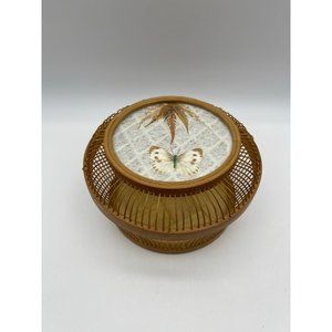 Vintage Boho Butterfly Floral Bamboo Cricket Basket